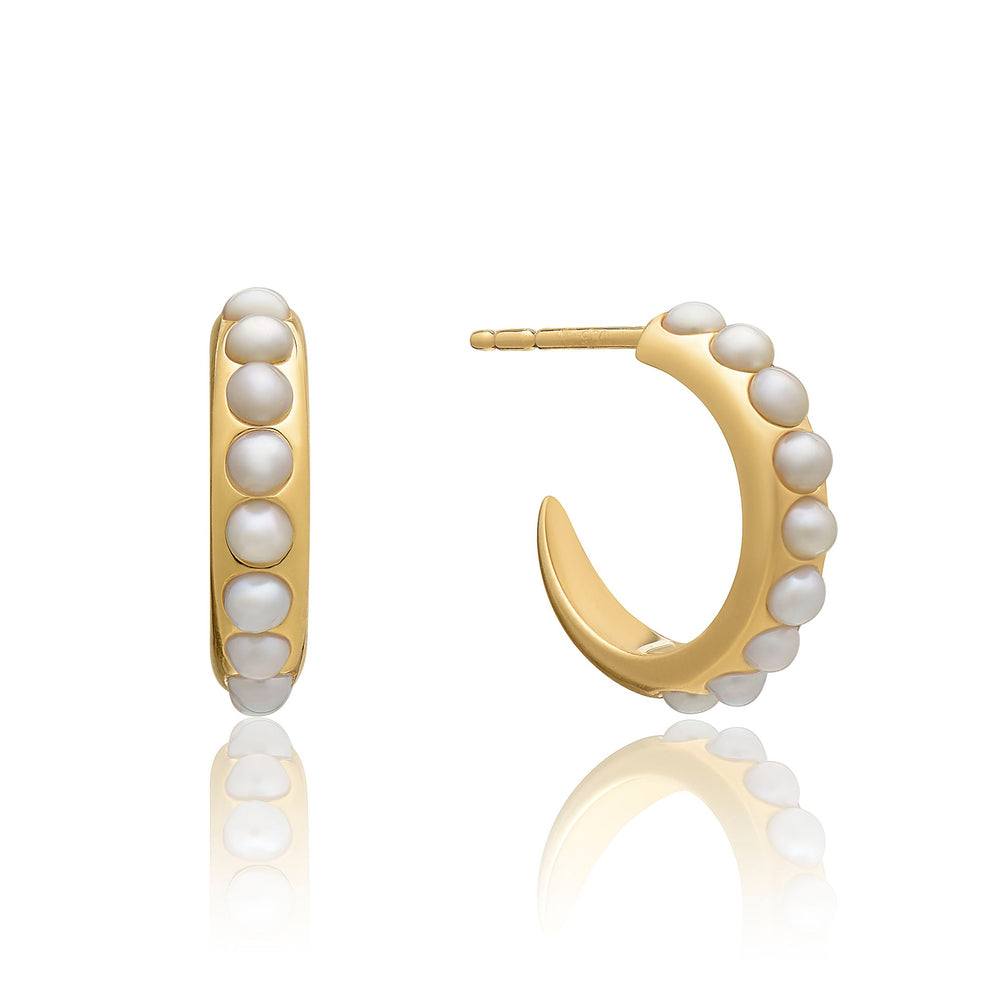 Rachel Jackson | Tapered Studded Pearl Hoop Earrings