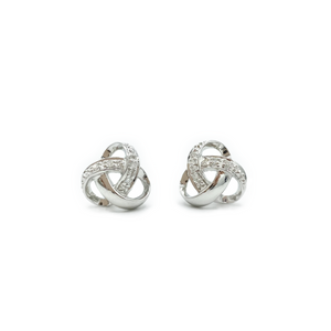 9ct White Gold, Diamond Love Knot Stud Earrings