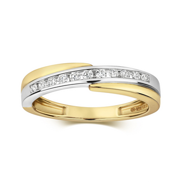 9ct White and Yellow Gold Diamond Crossover Ring