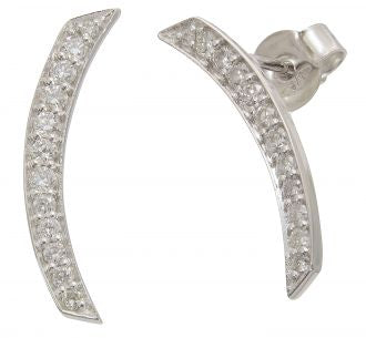 9ct White Gold and Diamond Bar Earrings - Maudes The Jewellers