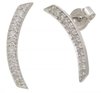 9ct White Gold and Diamond Bar Earrings