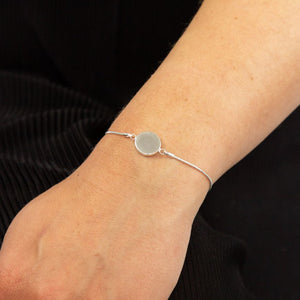 Engravable Silver Disk Toggle Bracelet
