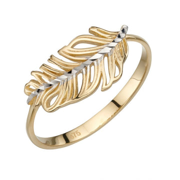 9ct Yellow Gold Feather Ring