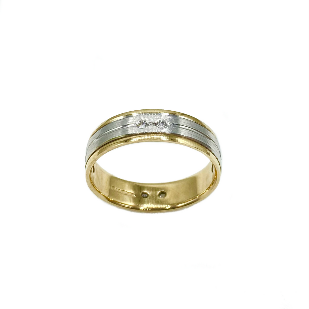 9ct Yellow and White Gold Diamond Wedding Ring 5mm