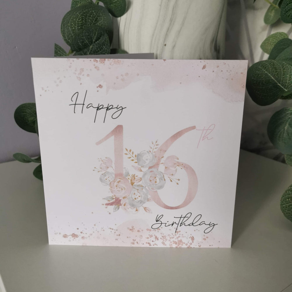 
            
                Load image into Gallery viewer, Floral Happy 16th Birthday Card
            
        
