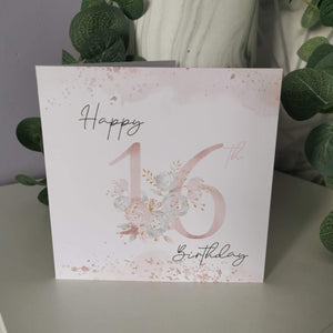 Floral Happy 16th Birthday Card