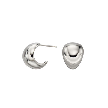 Sterling Silver Organic Bulky Huggie Hoop Earrings