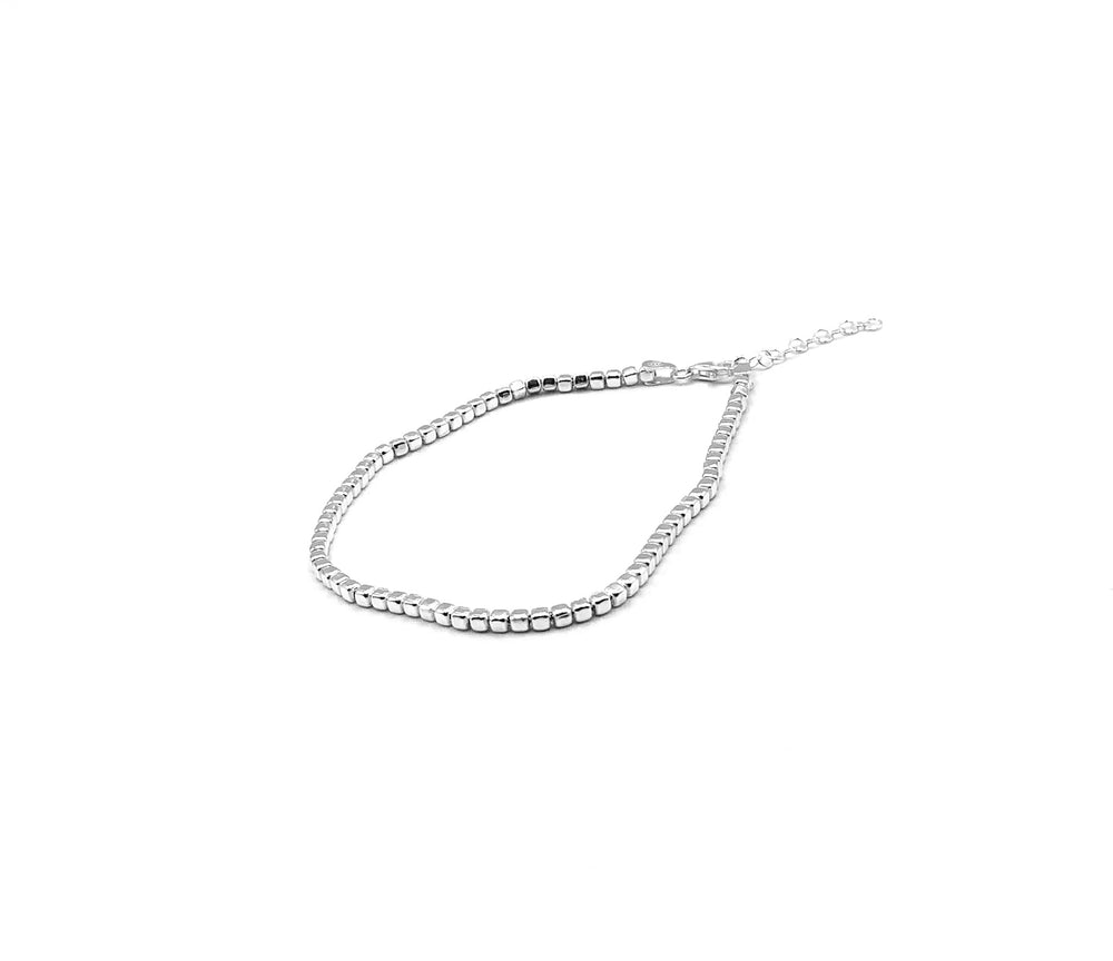 Tumbled Cube Ankle Bracelet - Silver - Maudes The Jewellers