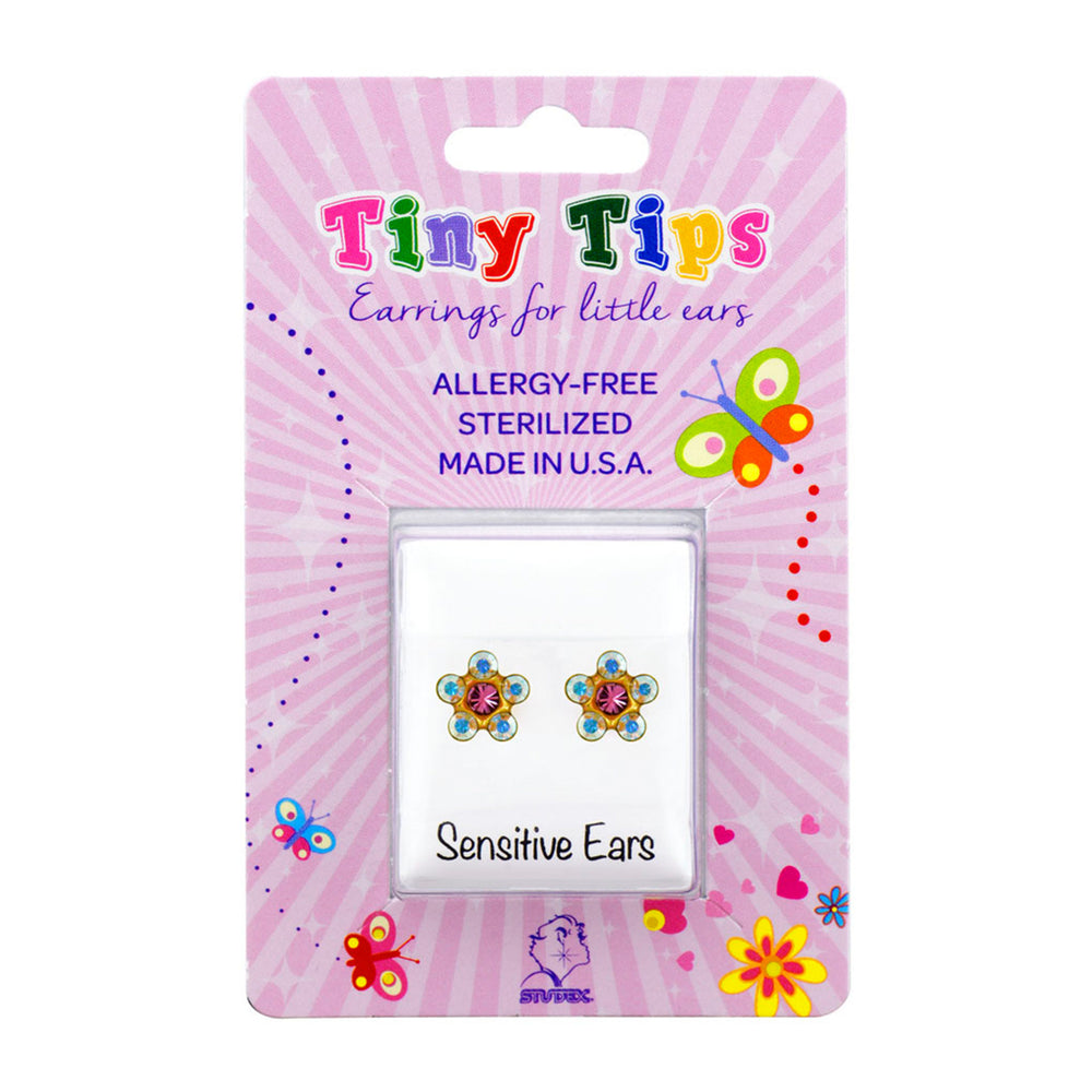 Studex Tiny Tips Daisy AB Crystal October Rose Stud Earrings