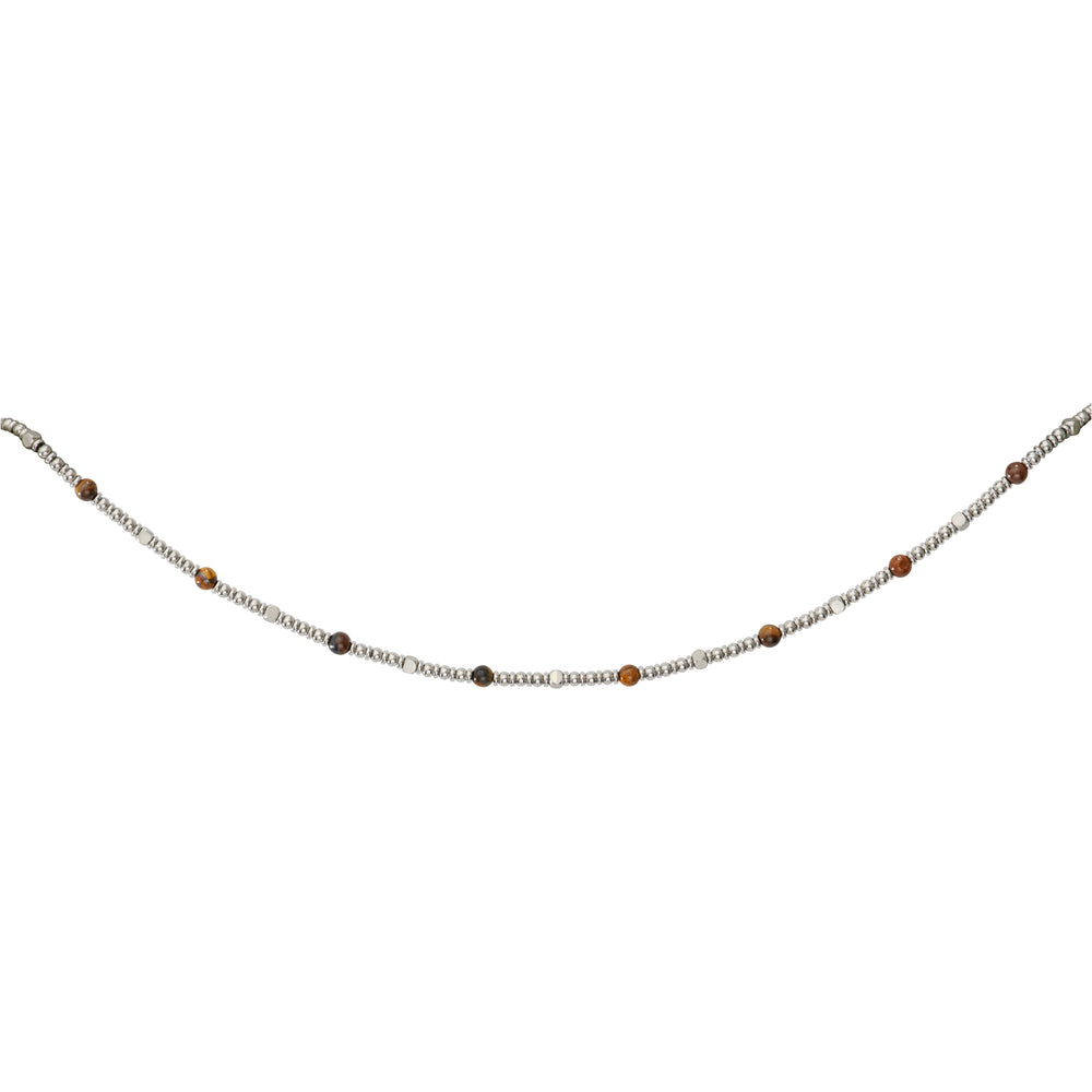 Unique & Co | Stainless Steel Necklace with Tigers Eye Beads