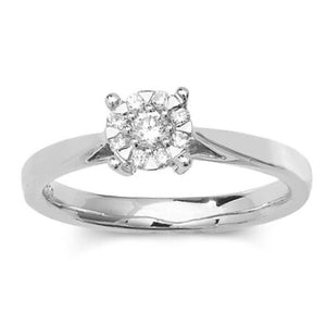 9ct White Gold, Diamond Illusion Solitaire Engagement Ring