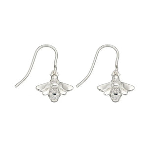 The Bee Collection Silver Cubic Zirconia Drop Bee Earrings - Maudes The Jewellers