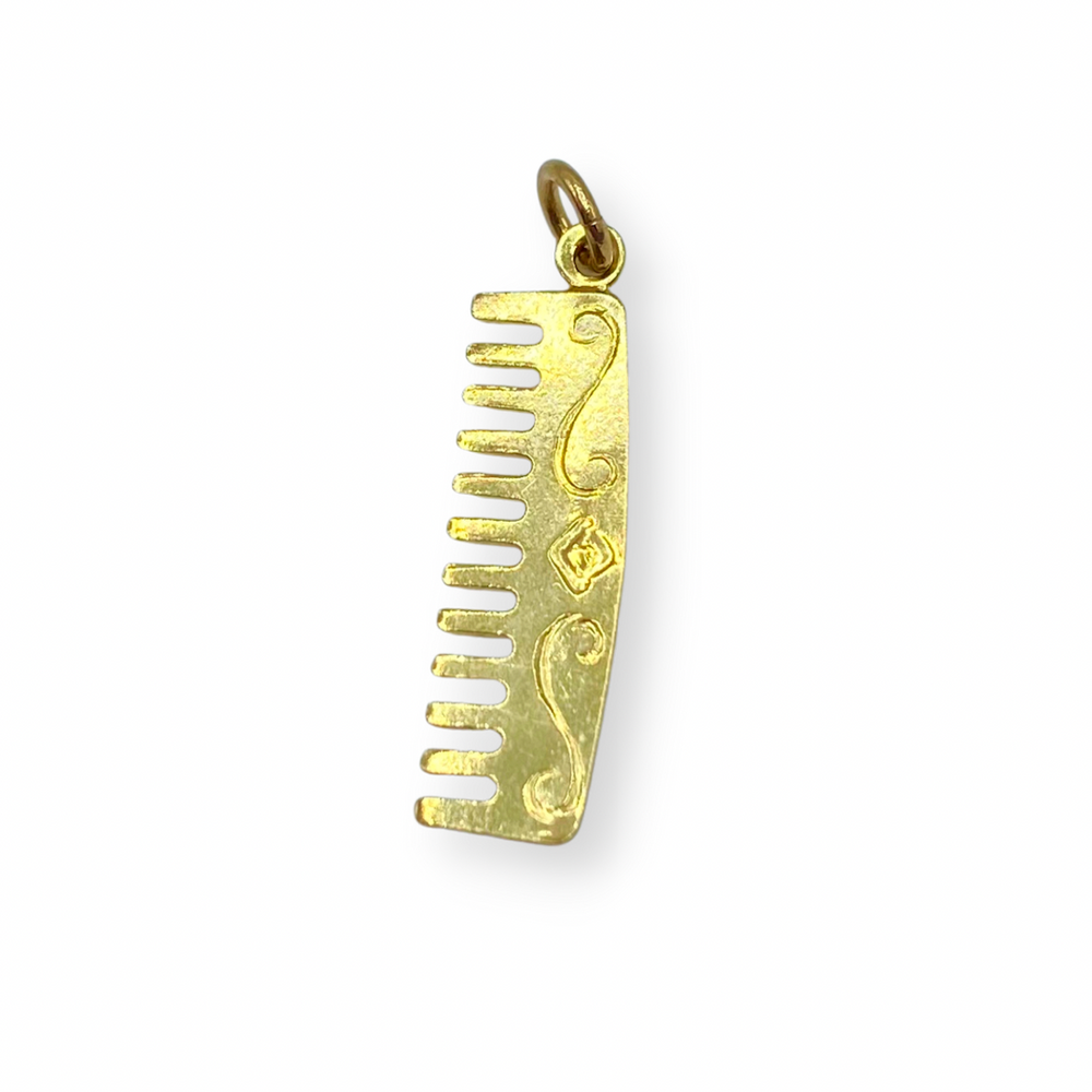 9ct Yellow Gold Comb Charm Pendant (No Chain)
