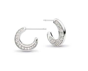 Kit Heath | Bevel Cirque CZ Pave Semi Hoop Stud Earrings