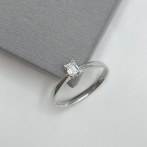 Platinum Baguette Diamond Solitaire Engagement Ring