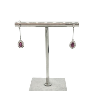 
            
                Load image into Gallery viewer, 18ct White Gold, Diamond and Ruby Drop Earrings - Maudes The Jewellers
            
        
