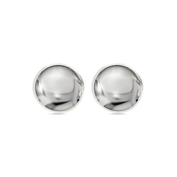 9ct White Gold Button Stud Earrings