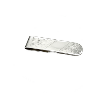 Sterling Silver Slim Money Clip With Floral Engraving