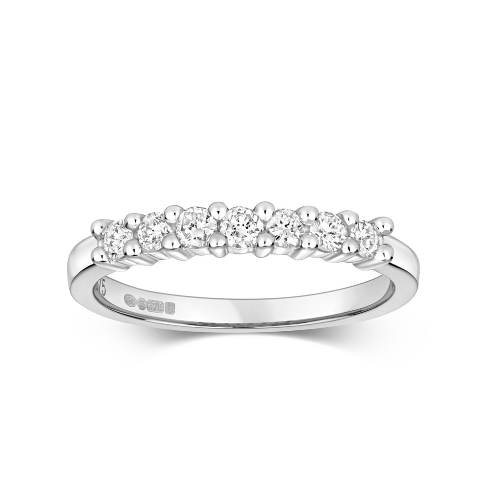 9ct White Gold Diamond Seven Stone Half Eternity Ring