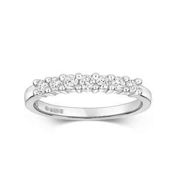 9ct White Gold Diamond Seven Stone Half Eternity Ring