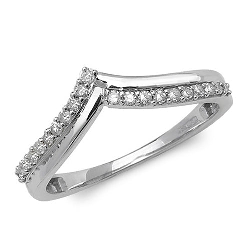 9ct White Gold and Diamond Wishbone Ring - Maudes The Jewellers