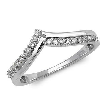 9ct White Gold and Diamond Wishbone Ring