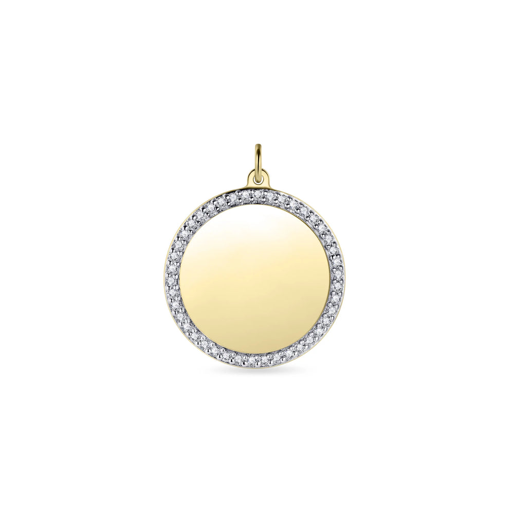 
            
                Load image into Gallery viewer, Gisser | Round Engravable Pendant 17mm with CZ (no chain)
            
        