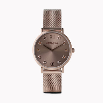 Coeur De Lion Watch | Round Champagne Sunray Milanese Stainless Steel Champagne