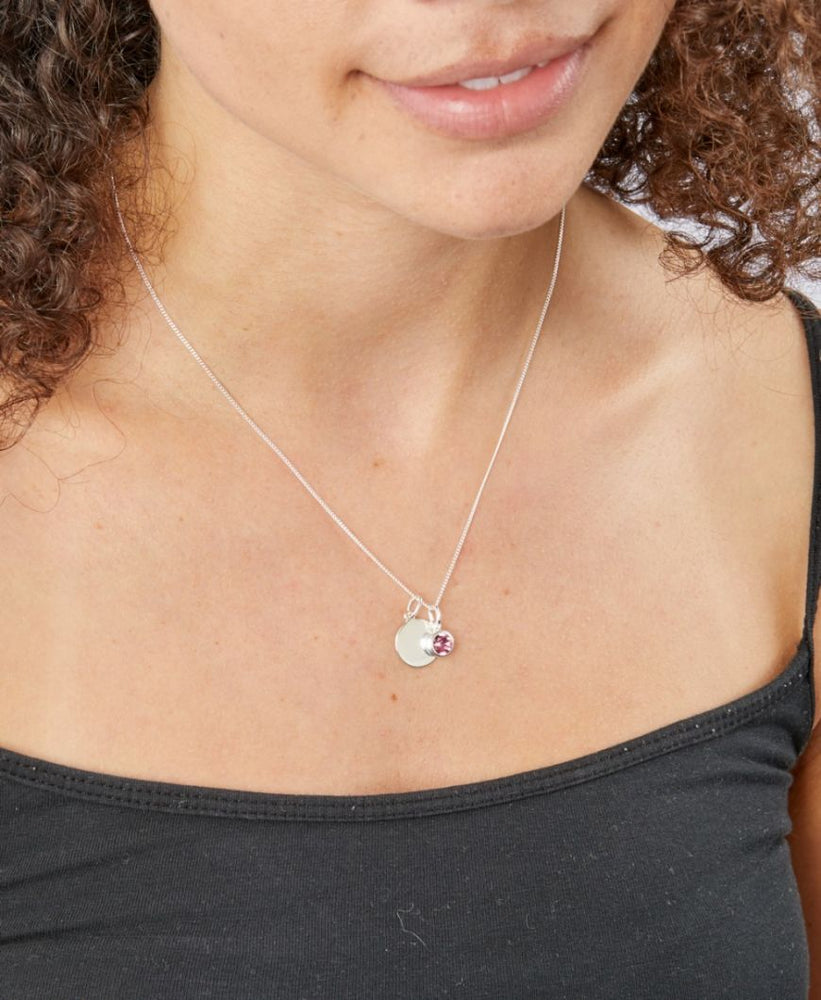 
            
                Load image into Gallery viewer, October Birth Stone Pendant with Disc - Maudes The Jewellers
            
        