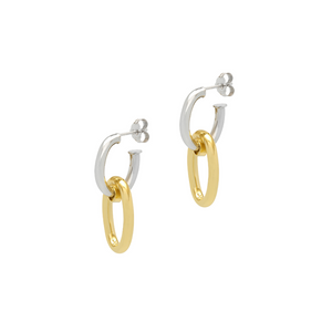 Yellow Gold + Sterling Silver Hoop Earrings for Women