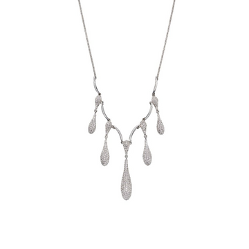 Sterling Silver Cz Raindrop Necklace