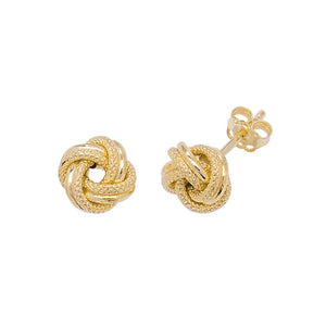 9ct Yellow Gold Double Knot Stud Earrings
