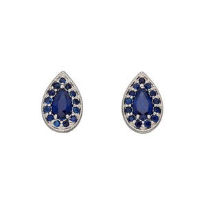 9ct White Gold Sapphire Teardrop Stud Earrings