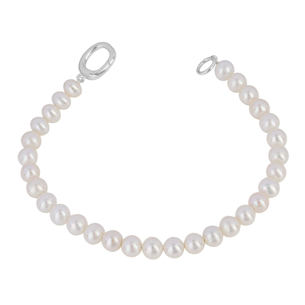 Sterling Silver White Pearl Charm Bracelet