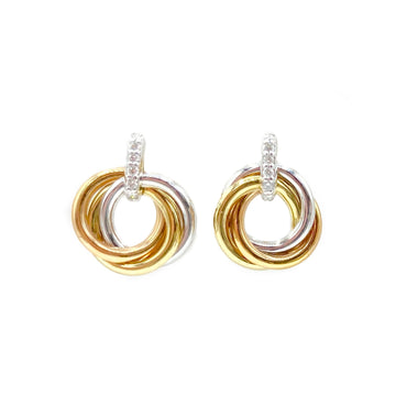 9ct Three Colour, Diamond Knot Earrings