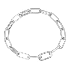 Sterling Silver Long Link Charm Carrier Chain Bracelet