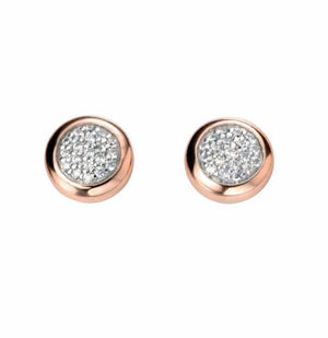 Sterling Silver and Rose Gold Plate Pave Stud Earrings - Maudes The Jewellers