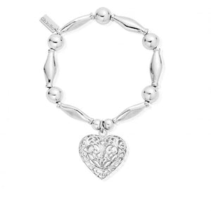 ChloBo Chunky Filigree Heart Bracelet - Silver - Maudes The Jewellers