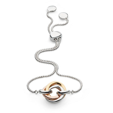 Kit Heath | Bevel Trilogy Silver, Gold & Rose Toggle Bracelet