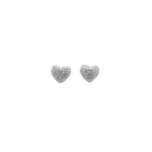 Sterling Silver Heart shaped CZ Stud Earrings