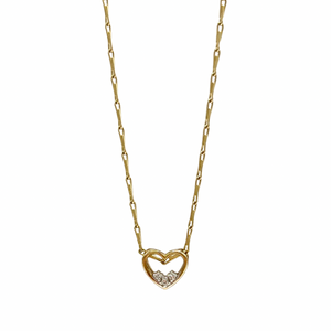 9ct Yellow Gold and Diamond Heart Pendant and Chain - Maudes The Jewellers