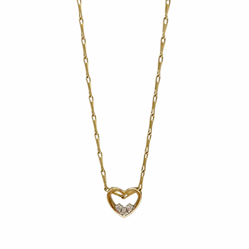 9ct Yellow Gold and Diamond Heart Pendant and Chain