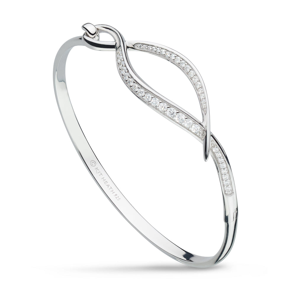 Kit Heath | Entwine Twine Twist Pavé Silver Hinged Bangle