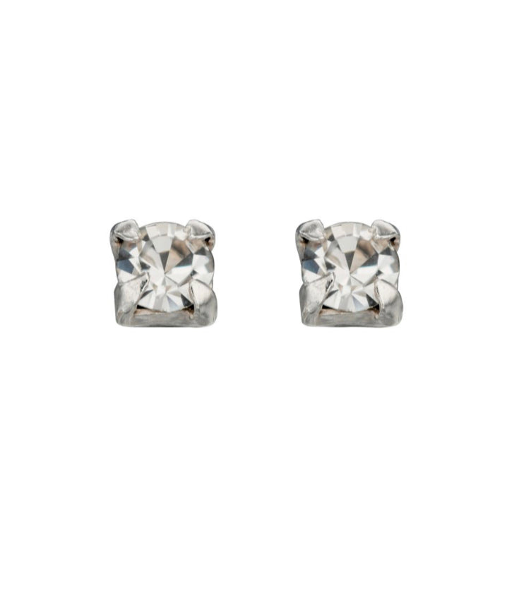 Sterling Silver Tiny Diamante Studs - Maudes The Jewellers