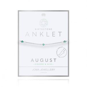 Joma Jewellery Birthstone Anklet - August Aventurine