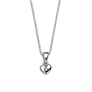 
            
                Load image into Gallery viewer, D For Diamond Children’s Sterling Silver Heart Pendant
            
        