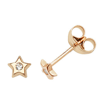 9ct Yellow Gold Cz Star Stud Earrings