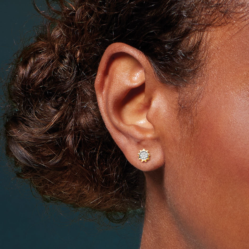 Kit Heath | Celeste Silver & Gold Sun Stud Earrings