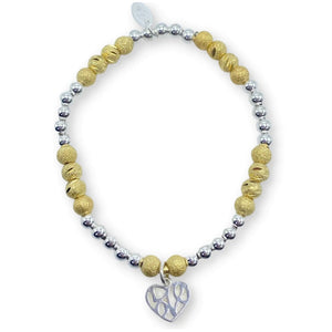 Ettie Gold and Silver Love Heart Bracelet