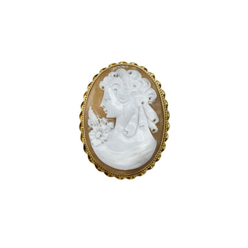 Pre Owned 9ct Yellow Gold Cameo Pendant and Brooch (No Chain)